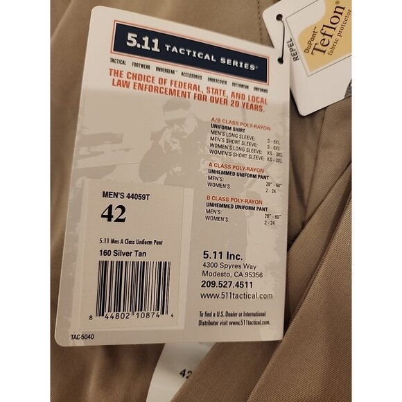 5.11 Tactical mens size 42 Water Resistant work uniform casual pants with teflon - Picture 4 of 8